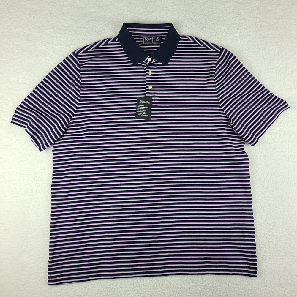 Jos A Bank Traveler Polo Shirt Mens XL Navy Blue Purple Traditional Fit NWT NEW